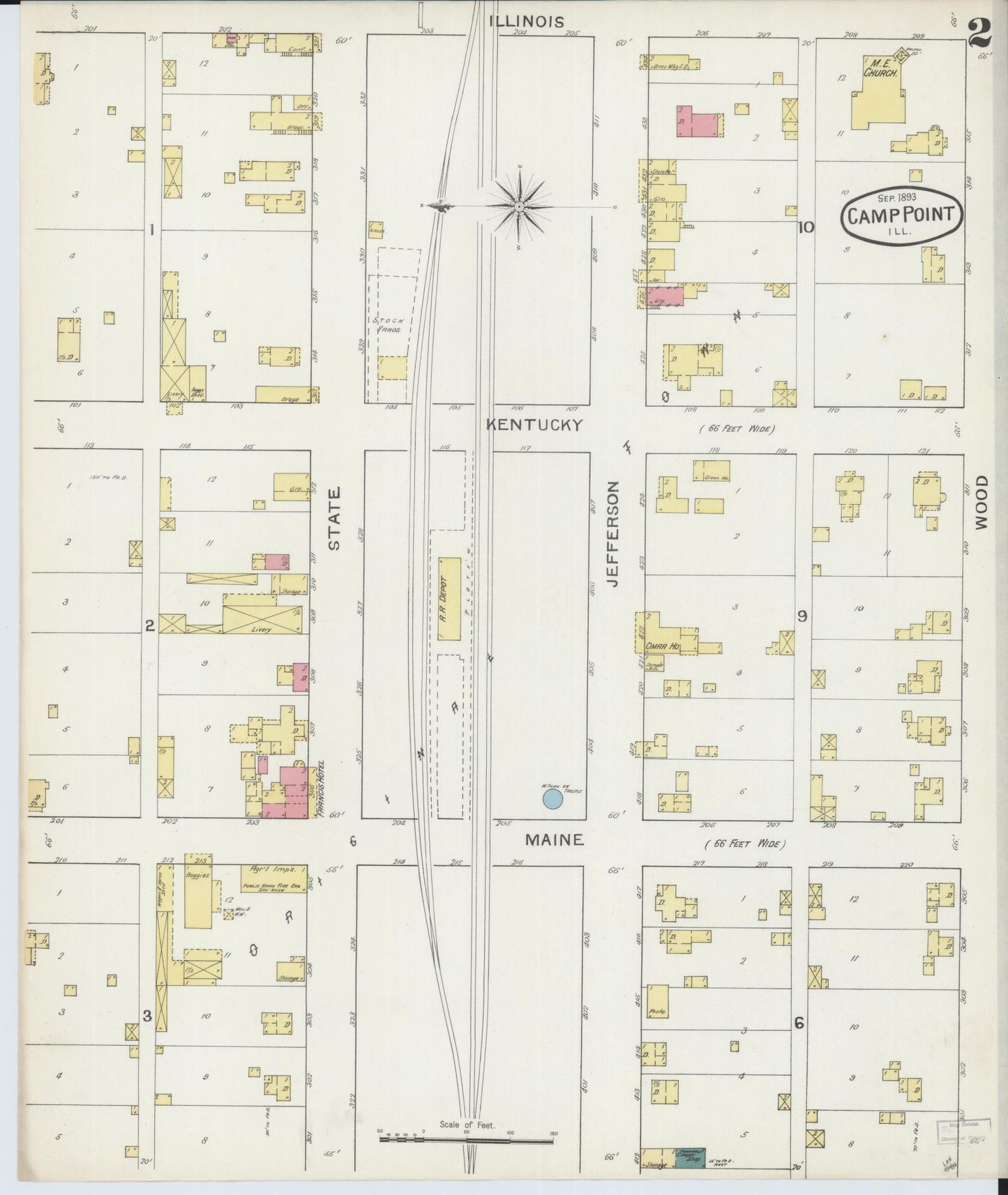 Sanborn Fire Insurance Map from Camp Point, Adams County, Illinois (1893), Sheet #0002 - Complete Map Set gallery image, historic Sanborn map, vintage wall art, Illinois Illinois