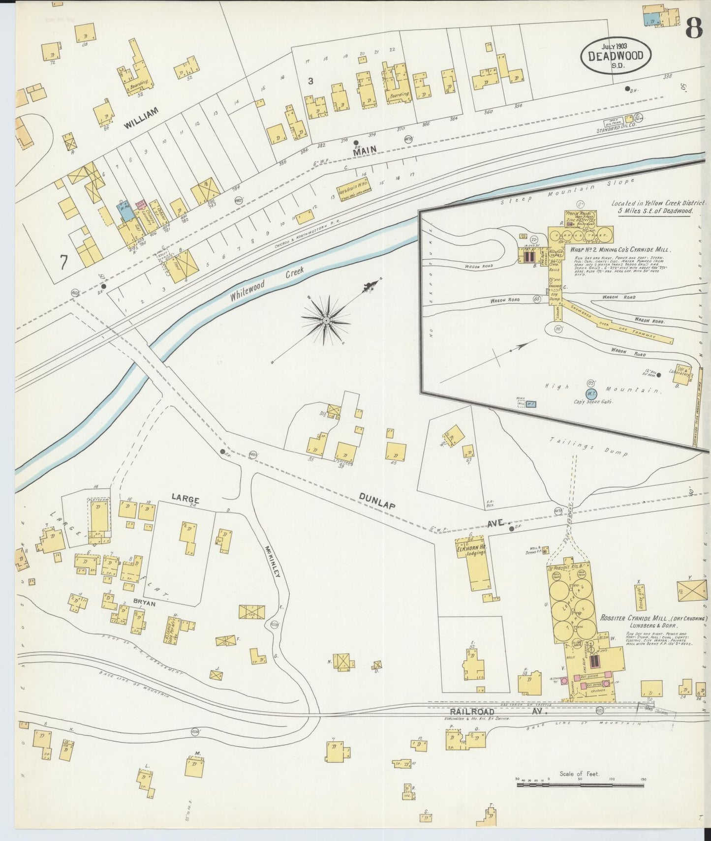 Sanborn Fire Insurance Map from Deadwood, Lawrence County, South Dakota (1903), Sheet #0008 - Complete Map Set gallery image, historic Sanborn map, vintage wall art, South Dakota South Dakota