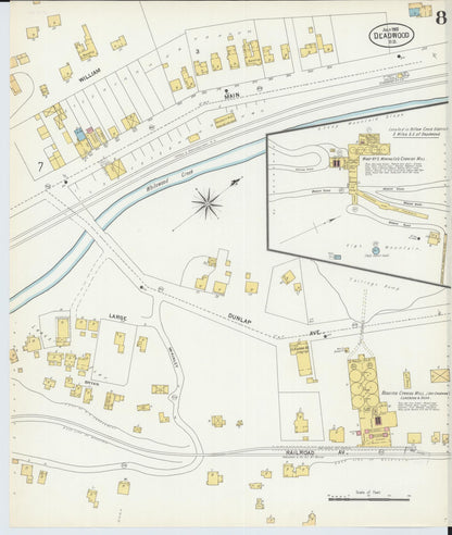 Sanborn Fire Insurance Map from Deadwood, Lawrence County, South Dakota (1903), Sheet #0008 - Complete Map Set gallery image, historic Sanborn map, vintage wall art, South Dakota South Dakota
