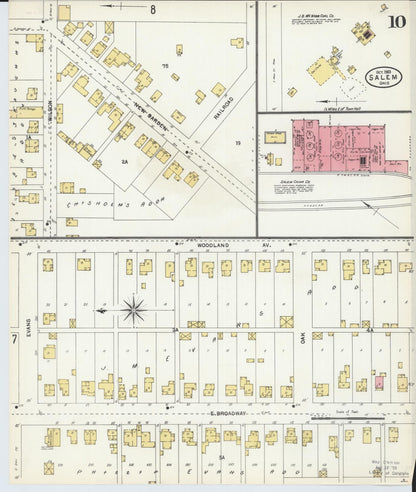 Sanborn Fire Insurance Map from Salem, Columbiana County, Ohio (1903), Sheet #0010 - Complete Map Set gallery image, historic Sanborn map, vintage wall art, Ohio Ohio