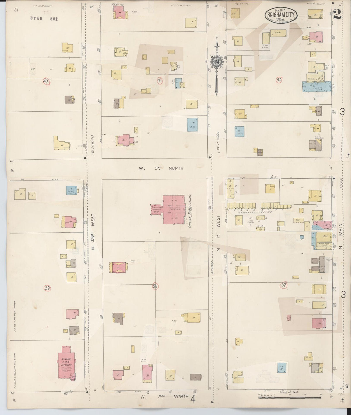 Sanborn Fire Insurance Map from Brigham City, Box Elder County, Utah (1949), Sheet #0002 - Historic Sanborn Fire Insurance Map Print, vintage old map wall art, antique decor, genealogy gift, Utah Utah map