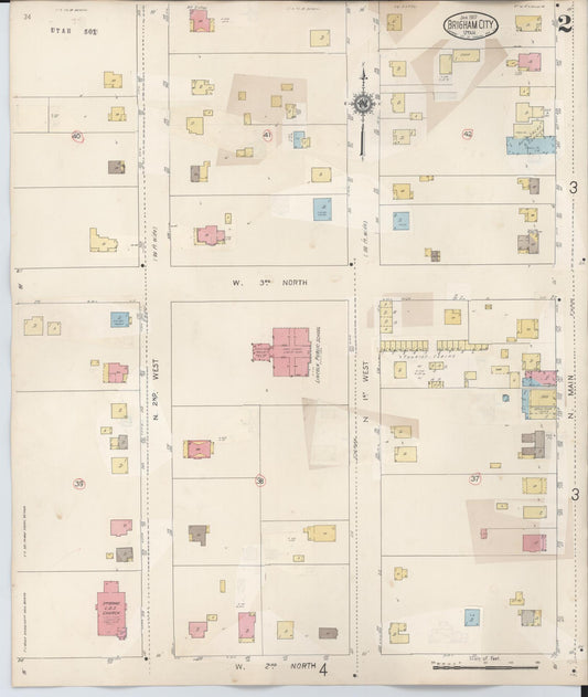 Sanborn Fire Insurance Map from Brigham City, Box Elder County, Utah (1949), Sheet #0002 - Historic Sanborn Fire Insurance Map Print, vintage old map wall art, antique decor, genealogy gift, Utah Utah map