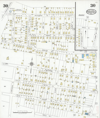 Sanborn Fire Insurance Map from Freeport, Nassau County, New York (1928), Sheet #0030 - Complete Map Set gallery image, historic Sanborn map, vintage wall art, New York New York
