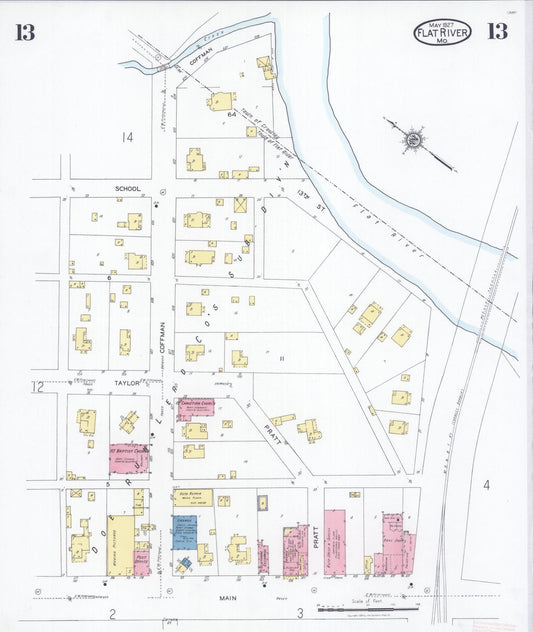 Sanborn Fire Insurance Map from Flat River, Saint Francois County, Missouri (1927), Sheet #0013 - Historic Sanborn Fire Insurance Map Print, vintage old map wall art, antique decor, genealogy gift, Missouri Missouri map