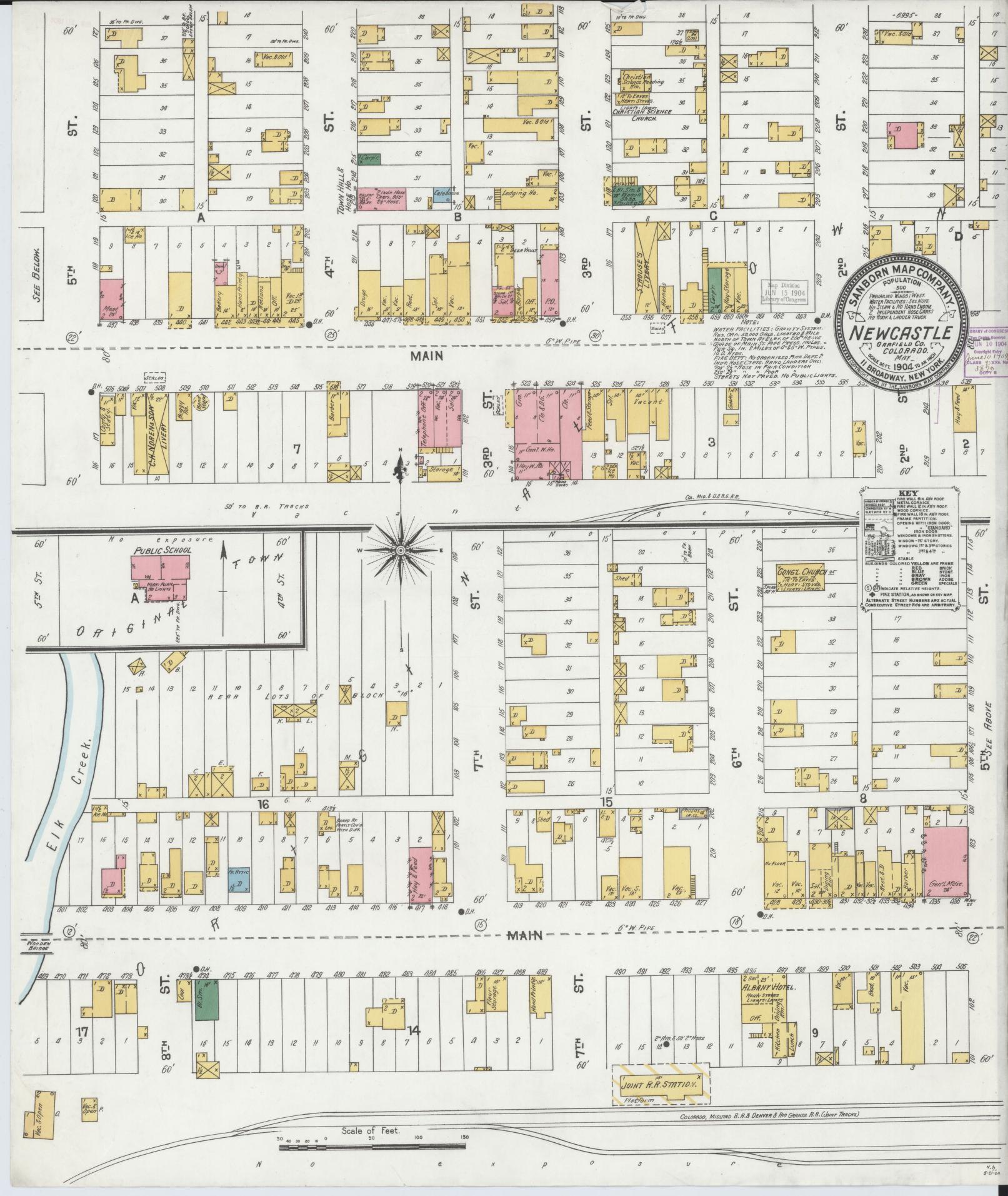 Sanborn Fire Insurance Map from New Castle, Garfield County, Colorado (1904), Sheet #0001 - Historic Sanborn Fire Insurance Map Print, vintage old map wall art, antique decor, genealogy gift, Colorado Colorado map