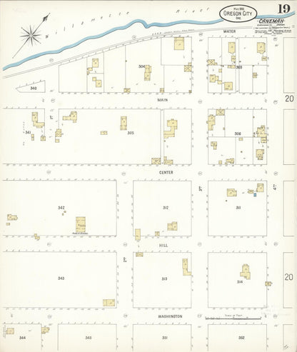 Sanborn Fire Insurance Map from Oregon City, Clackamas County, Oregon (1900), Sheet #0019 - Complete Map Set gallery image, historic Sanborn map, vintage wall art, Oregon Oregon