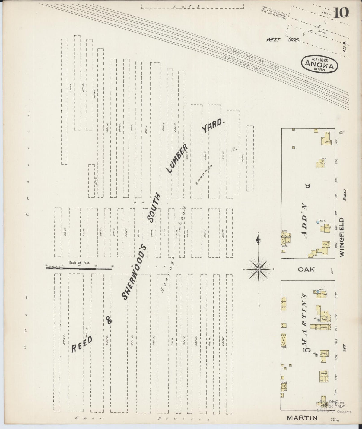 Sanborn Fire Insurance Map from Anoka, Anoka County, Minnesota (1885), Sheet #0010 - Historic Sanborn Fire Insurance Map Print, vintage old map wall art, antique decor, genealogy gift, Minnesota Minnesota map