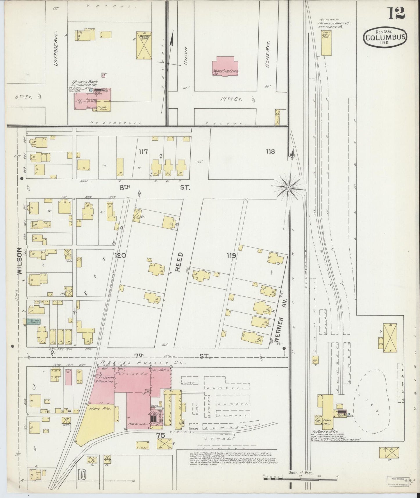 Sanborn Fire Insurance Map from Columbus, Bartholomew County, Indiana (1892), Sheet #0012 - Complete Map Set gallery image, historic Sanborn map, vintage wall art, Indiana Indiana