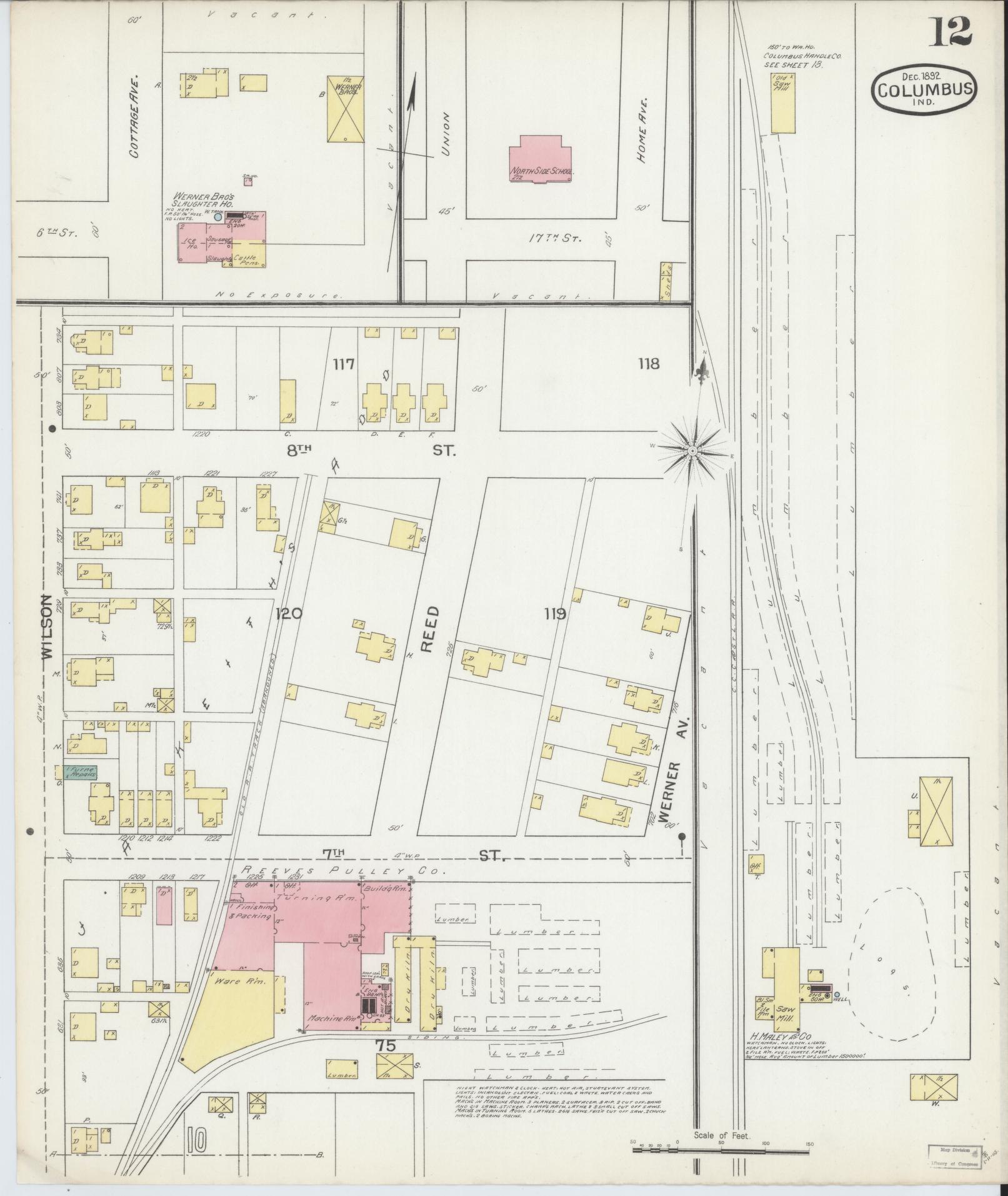 Sanborn Fire Insurance Map from Columbus, Bartholomew County, Indiana (1892), Sheet #0012 - Complete Map Set gallery image, historic Sanborn map, vintage wall art, Indiana Indiana
