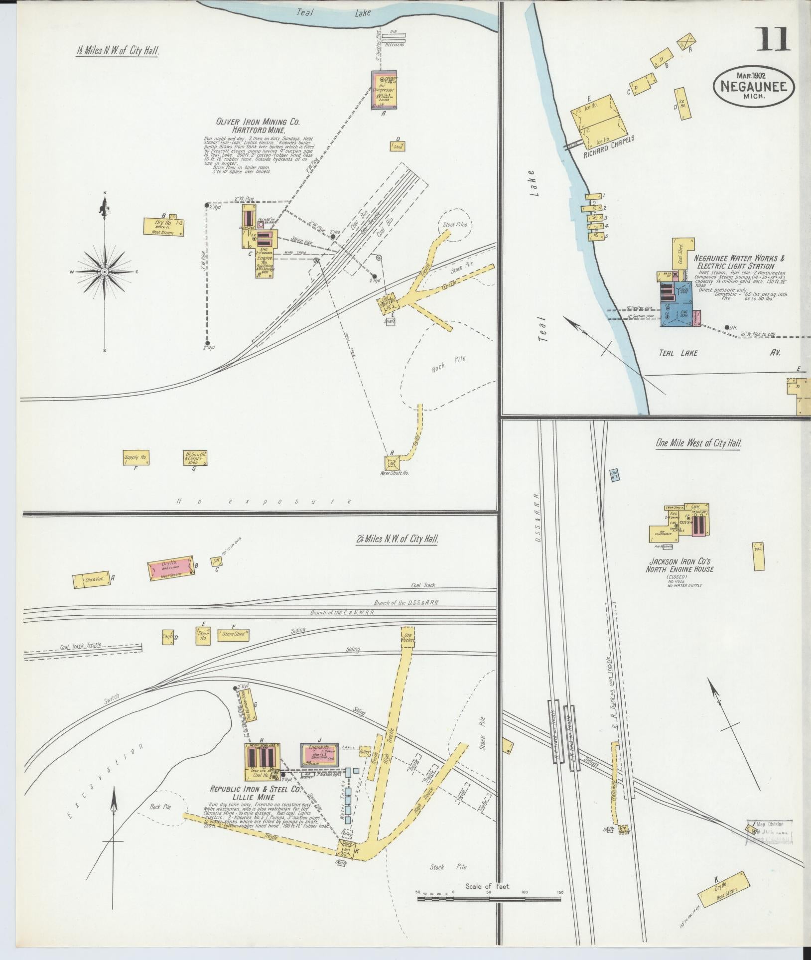 Sanborn Fire Insurance Map from Negaunee, Marquette County, Michigan (1902), Sheet #0011 - Complete Map Set gallery image, historic Sanborn map, vintage wall art, Michigan Michigan