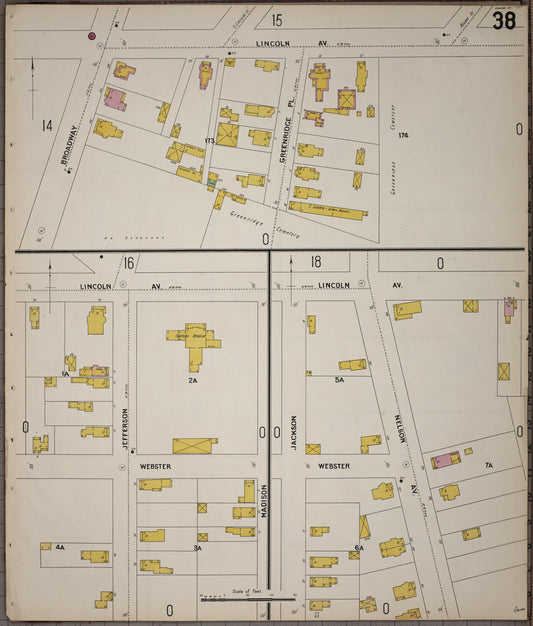 Sanborn Fire Insurance Map from Saratoga, Saratoga County, New York (1900), Sheet #0038 - Historic Sanborn Fire Insurance Map Print, vintage old map wall art, antique decor, genealogy gift, New York New York map