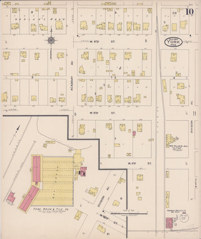 Sanborn Fire Insurance Map from York, York County, Nebraska (1922), Sheet #0010 - Complete Map Set gallery image, historic Sanborn map, vintage wall art, Nebraska Nebraska