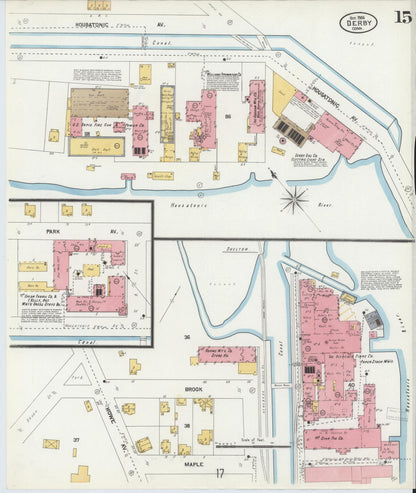 Sanborn Fire Insurance Map from Derby, New Haven County, Connecticut (1906), Sheet #0015 - Complete Map Set gallery image, historic Sanborn map, vintage wall art, Connecticut Connecticut