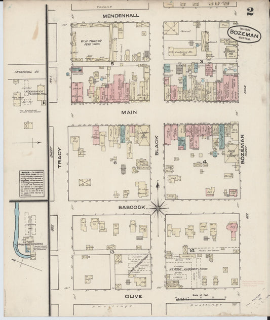 Sanborn Fire Insurance Map from Bozeman, Gallatin County, Montana (1884), Sheet #0002 - Historic Sanborn Fire Insurance Map Print, vintage old map wall art, antique decor, genealogy gift, Montana Montana map