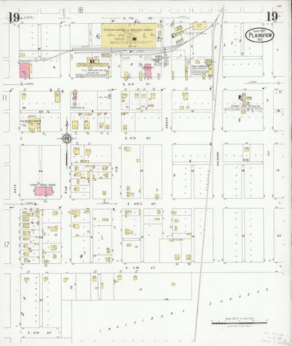 Sanborn Fire Insurance Map from Plainview, Hale County, Texas (1927), Sheet #0019 - Historic Sanborn Fire Insurance Map Print, vintage old map wall art, antique decor, genealogy gift, Texas Texas map