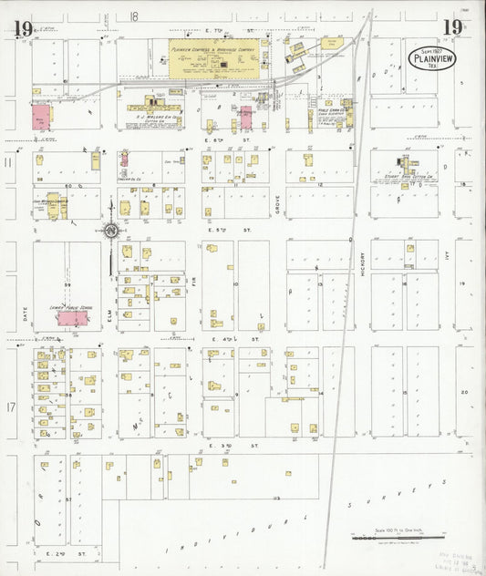 Sanborn Fire Insurance Map from Plainview, Hale County, Texas (1927), Sheet #0019 - Historic Sanborn Fire Insurance Map Print, vintage old map wall art, antique decor, genealogy gift, Texas Texas map