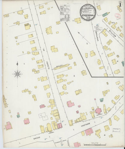 Sanborn Fire Insurance Map from Kinderhook, Columbia County, New York (1895), Sheet #0001 - Historic Sanborn Fire Insurance Map Print, vintage old map wall art, antique decor, genealogy gift, New York New York map