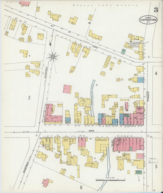 Sanborn Fire Insurance Map from Cooperstown, Otsego County, New York (1903), Sheet #0003 - Historic Sanborn Fire Insurance Map Print, vintage old map wall art, antique decor, genealogy gift, New York New York map