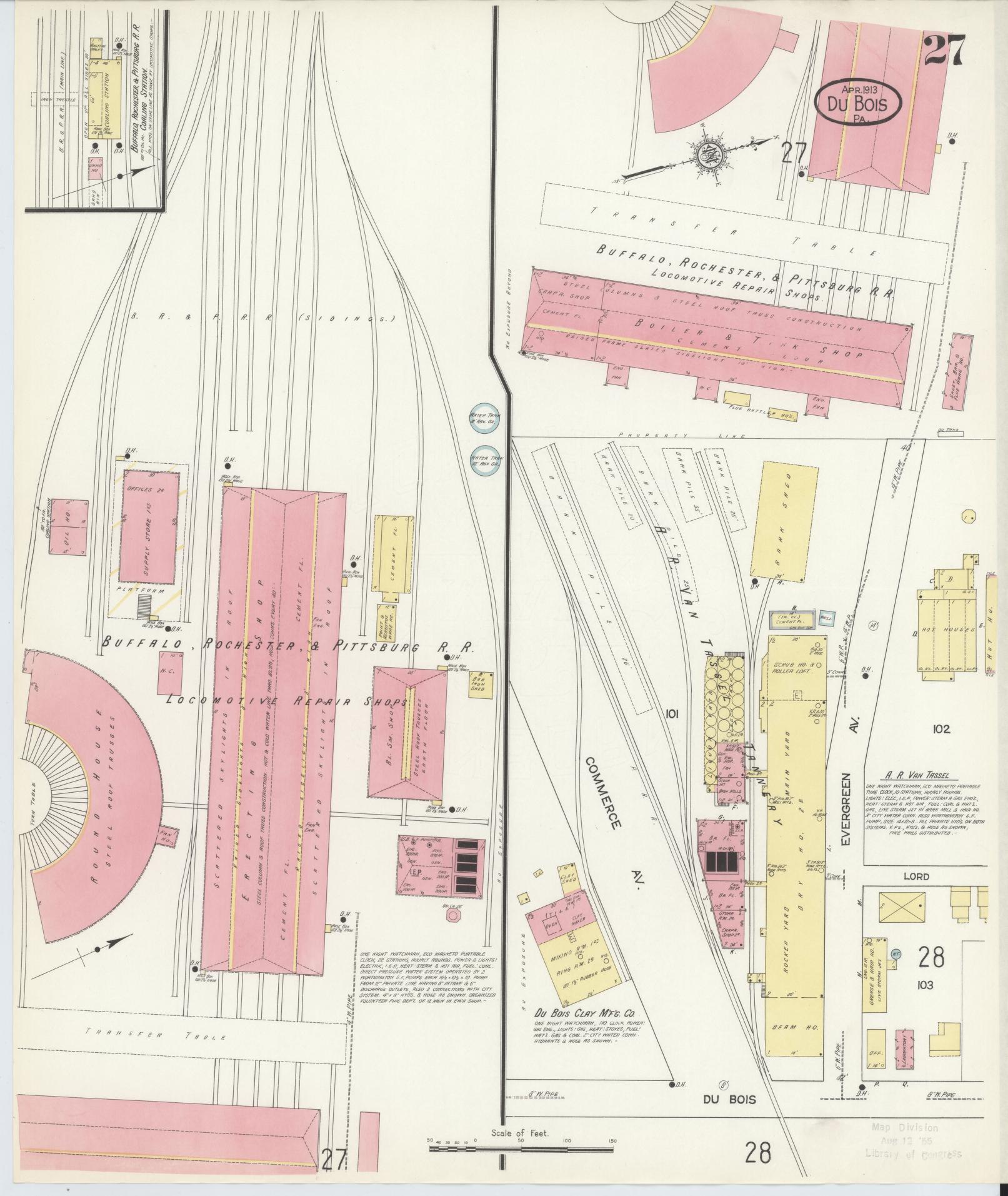 Sanborn Fire Insurance Map from Du Bois, Clearfield County, Pennsylvania (1913), Sheet #0027 - Historic Sanborn Fire Insurance Map Print, vintage old map wall art, antique decor, genealogy gift, Pennsylvania Pennsylvania map