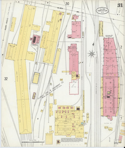 Sanborn Fire Insurance Map from Anniston, Calhoun County, Alabama (1905), Sheet #0031 - Complete Map Set gallery image, historic Sanborn map, vintage wall art, Alabama Alabama