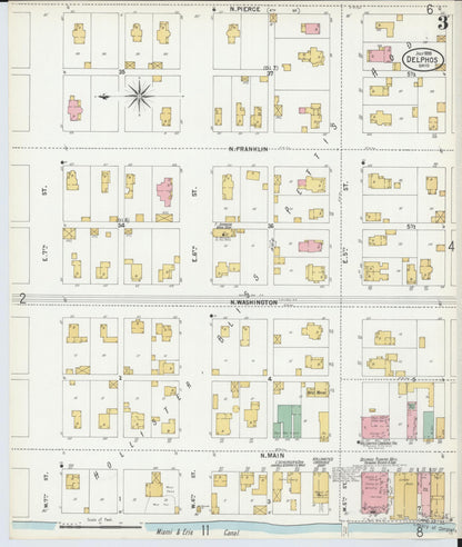 Sanborn Fire Insurance Map from Delphos, Van Wert And Allen Counties, Ohio (1899), Sheet #0003 - Historic Sanborn Fire Insurance Map Print, vintage old map wall art, antique decor, genealogy gift, Ohio Ohio map