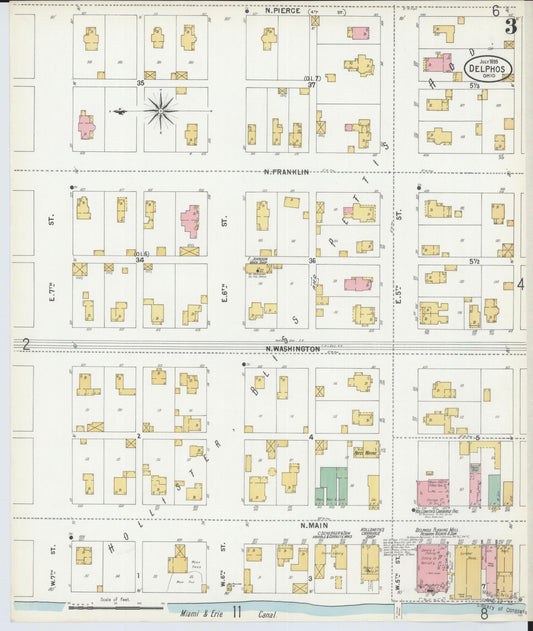 Sanborn Fire Insurance Map from Delphos, Van Wert And Allen Counties, Ohio (1899), Sheet #0003 - Historic Sanborn Fire Insurance Map Print, vintage old map wall art, antique decor, genealogy gift, Ohio Ohio map