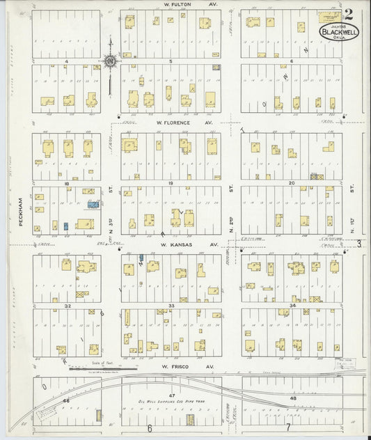 Sanborn Fire Insurance Map from Blackwell, Kay County, Oklahoma (1918), Sheet #0002 - Historic Sanborn Fire Insurance Map Print, vintage old map wall art, antique decor, genealogy gift, Oklahoma Oklahoma map