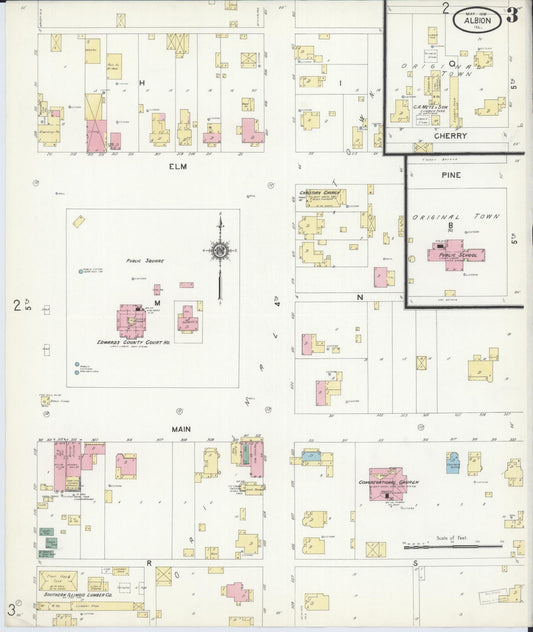 Sanborn Fire Insurance Map from Albion, Edwards County, Illinois (1910), Sheet #0003 - Historic Sanborn Fire Insurance Map Print, vintage old map wall art, antique decor, genealogy gift, Illinois Illinois map