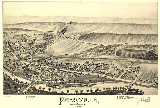 Peckville, Lackawanna County, Pa. 1892. (1892) – Historic Bird’s-Eye View Panorama Print