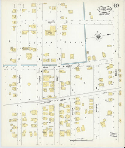 Sanborn Fire Insurance Map from Old Orchard, York County, Maine (1908), Sheet #0010 - Complete Map Set gallery image, historic Sanborn map, vintage wall art, Maine Maine
