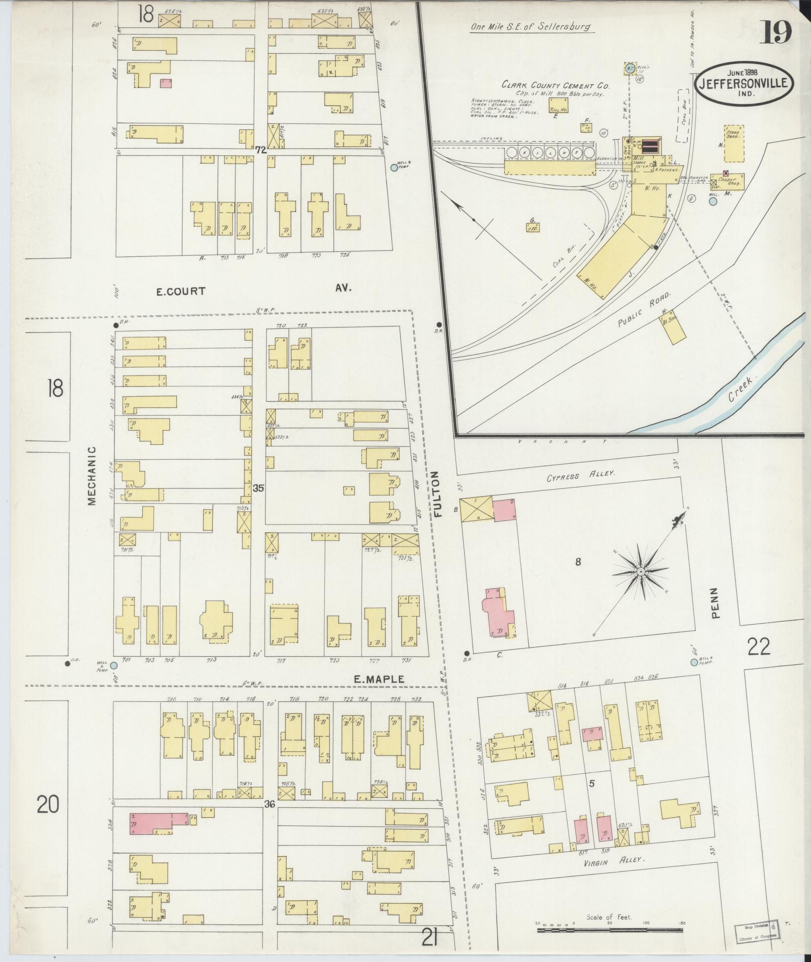 Sanborn Fire Insurance Map from Jeffersonville, Clark County, Indiana (1898), Sheet #0019 - Complete Map Set gallery image, historic Sanborn map, vintage wall art, Indiana Indiana
