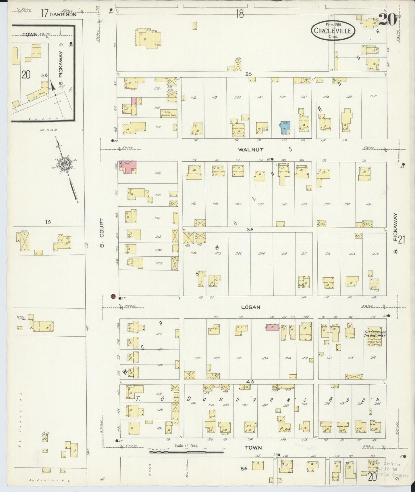 Sanborn Fire Insurance Map from Circleville, Pickaway County, Ohio (1914), Sheet #0020 - Historic Sanborn Fire Insurance Map Print, vintage old map wall art, antique decor, genealogy gift, Ohio Ohio map