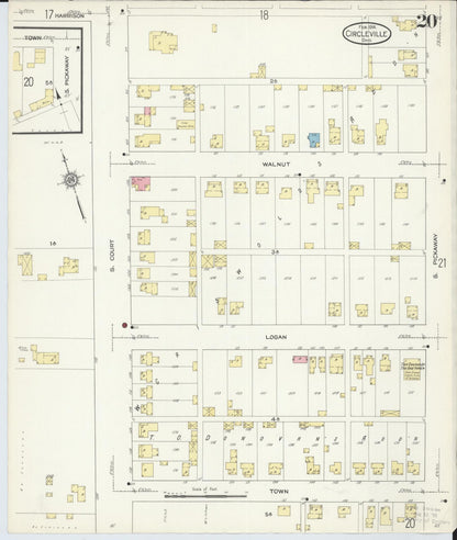 Sanborn Fire Insurance Map from Circleville, Pickaway County, Ohio (1914), Sheet #0020 - Historic Sanborn Fire Insurance Map Print, vintage old map wall art, antique decor, genealogy gift, Ohio Ohio map
