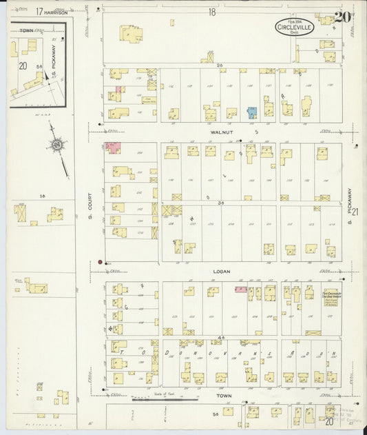 Sanborn Fire Insurance Map from Circleville, Pickaway County, Ohio (1914), Sheet #0020 - Historic Sanborn Fire Insurance Map Print, vintage old map wall art, antique decor, genealogy gift, Ohio Ohio map
