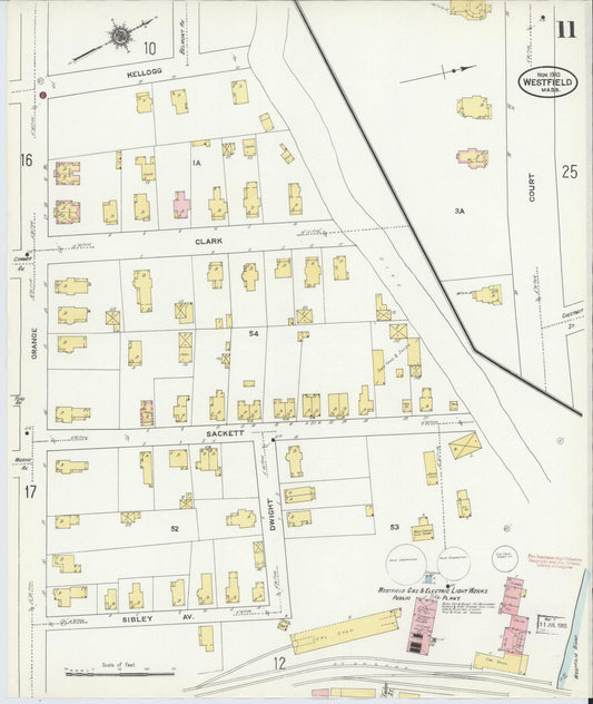 Sanborn Fire Insurance Map from Westfield, Hampden County, Massachusetts (1910), Sheet #0011 - Historic Sanborn Fire Insurance Map Print, vintage old map wall art, antique decor, genealogy gift, Massachusetts Massachusetts map