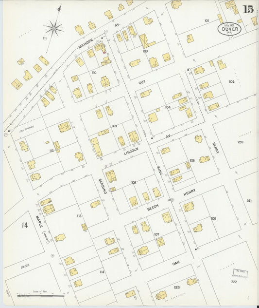 Sanborn Fire Insurance Map from Dover, Morris County, New Jersey (1900), Sheet #0015 - Historic Sanborn Fire Insurance Map Print, vintage old map wall art, antique decor, genealogy gift, New Jersey New Jersey map