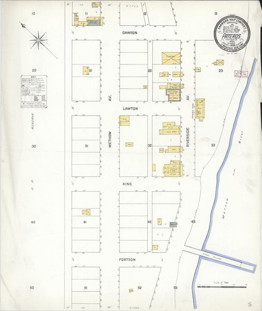 Sanborn Fire Insurance Map from Pateros, Okanogan County, Washington (1909), Sheet #0001 - Historic Sanborn Fire Insurance Map Print, vintage old map wall art, antique decor, genealogy gift, Washington Washington map