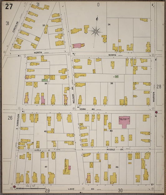 Sanborn Fire Insurance Map from Saratoga, Saratoga County, New York (1900), Sheet #0027 - Historic Sanborn Fire Insurance Map Print, vintage old map wall art, antique decor, genealogy gift, New York New York map