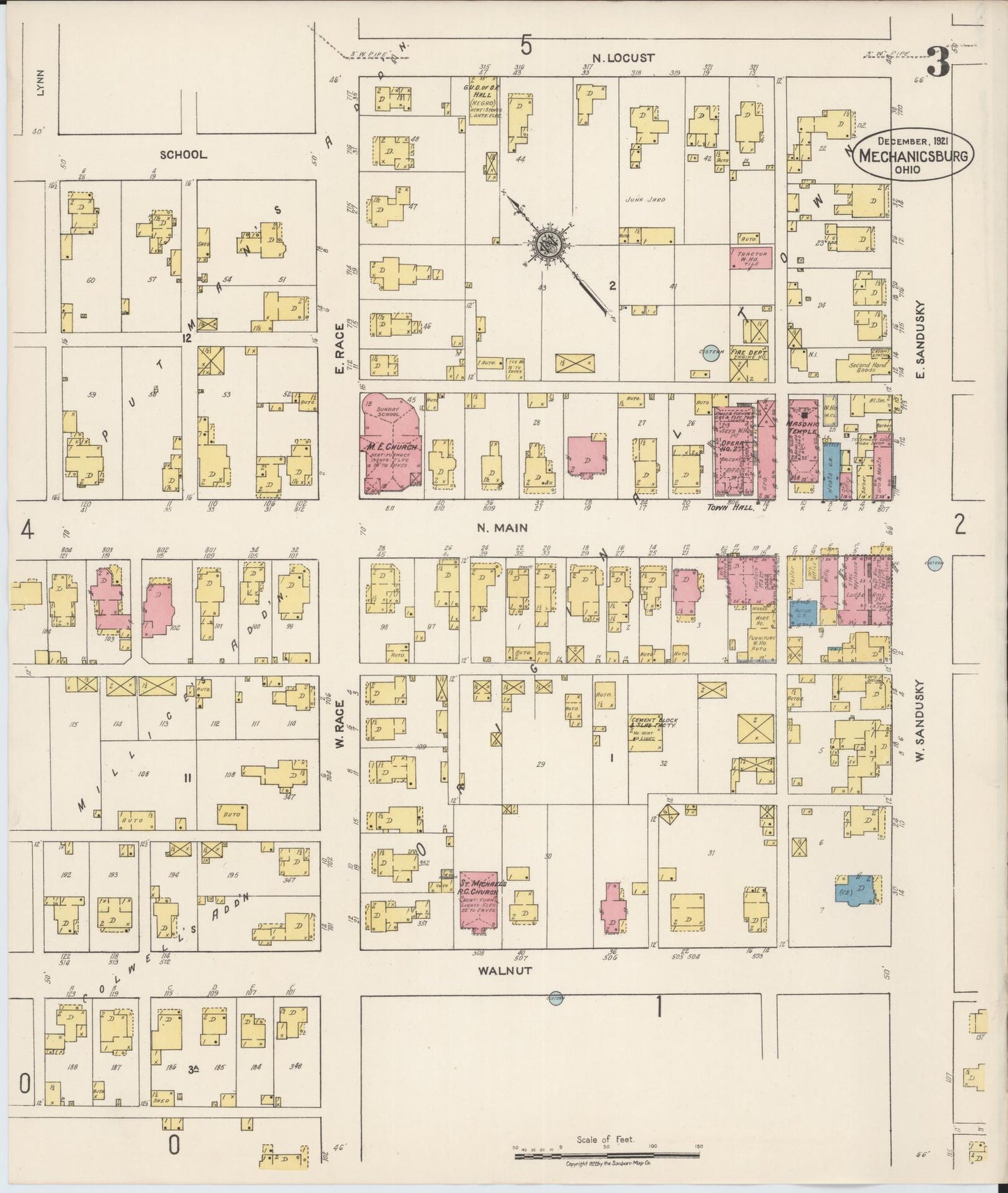 Sanborn Fire Insurance Map from Mechanicsburg, Champaign County, Ohio (1921), Sheet #0003 - Complete Map Set gallery image, historic Sanborn map, vintage wall art, Ohio Ohio