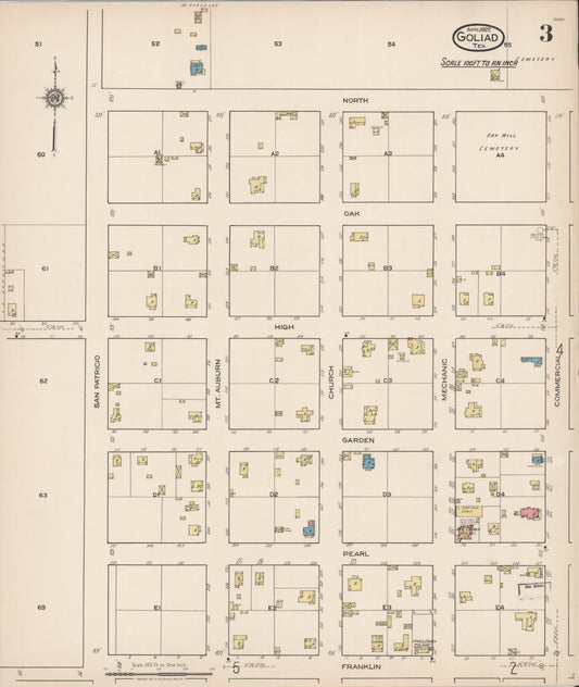 Sanborn Fire Insurance Map from Goliad, Goliad County, Texas (1922), Sheet #0003 - Historic Sanborn Fire Insurance Map Print, vintage old map wall art, antique decor, genealogy gift, Texas Texas map
