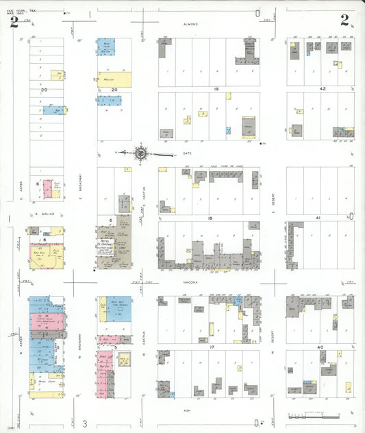 Sanborn Fire Insurance Map from Van Horn, Culberson County, Texas (1950), Sheet #0002 - Historic Sanborn Fire Insurance Map Print, vintage old map wall art, antique decor, genealogy gift, Texas Texas map