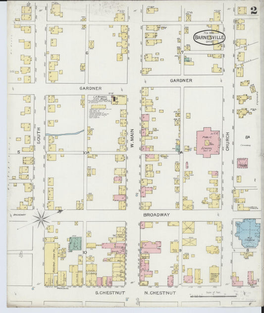 Sanborn Fire Insurance Map from Barnesville, Belmont County, Ohio (1893), Sheet #0002 - Historic Sanborn Fire Insurance Map Print, vintage old map wall art, antique decor, genealogy gift, Ohio Ohio map