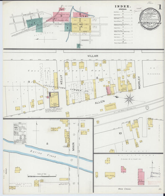 Sanborn Fire Insurance Map from Fredericktown, Madison County, Missouri (1893), Sheet #0001 - Complete Map Set gallery image, historic Sanborn map, vintage wall art, Missouri Missouri
