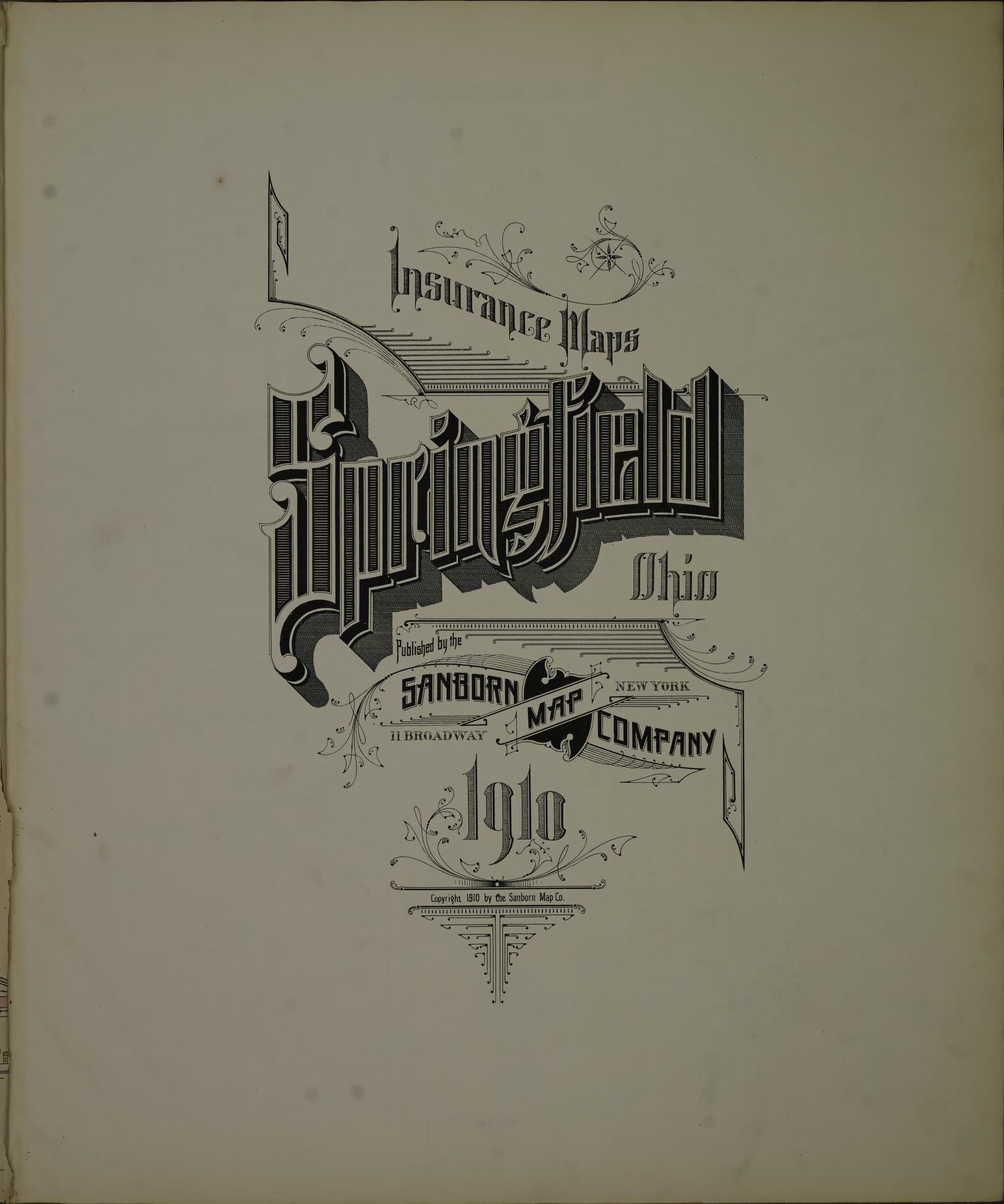 Sanborn Fire Insurance Map from Springfield, Clark County, Ohio (1910), Sheet #0001 - Historic Sanborn Fire Insurance Map Print, vintage old map wall art, antique decor, genealogy gift, Ohio Ohio map
