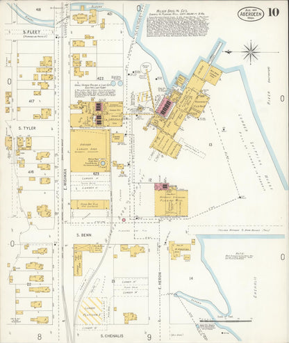 Sanborn Fire Insurance Map from Aberdeen, Grays Harbor County, Washington (1906), Sheet #0010 - Complete Map Set gallery image, historic Sanborn map, vintage wall art, Washington Washington