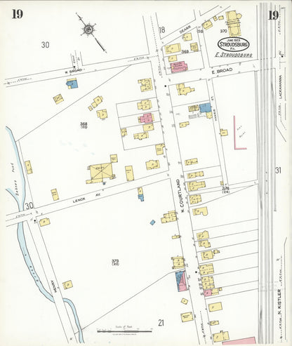 Sanborn Fire Insurance Map from Stroudsburg, Monroe County, Pennsylvania (1923), Sheet #0019 - Complete Map Set gallery image, historic Sanborn map, vintage wall art, Pennsylvania Pennsylvania