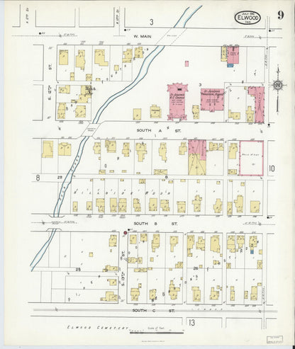 Sanborn Fire Insurance Map from Elwood, Madison County, Indiana (1916), Sheet #0009 - Complete Map Set gallery image, historic Sanborn map, vintage wall art, Indiana Indiana