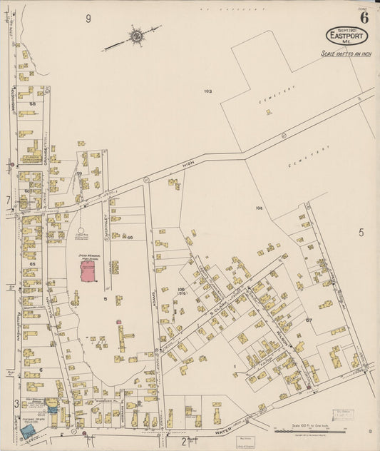 Sanborn Fire Insurance Map from Eastport, Washington County, Maine (1921), Sheet #0006 - Historic Sanborn Fire Insurance Map Print, vintage old map wall art, antique decor, genealogy gift, Maine Maine map