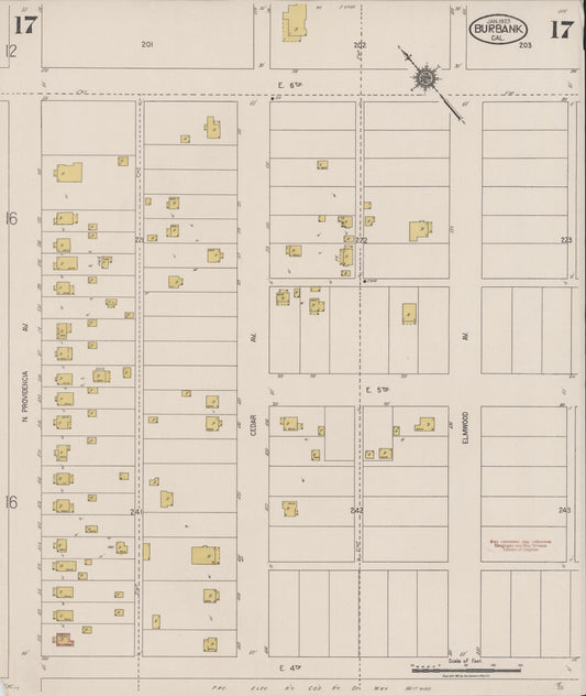 Sanborn Fire Insurance Map from Burbank, Los Angeles County, California (1923), Sheet #0017 - Historic Sanborn Fire Insurance Map Print, vintage old map wall art, antique decor, genealogy gift, California California map