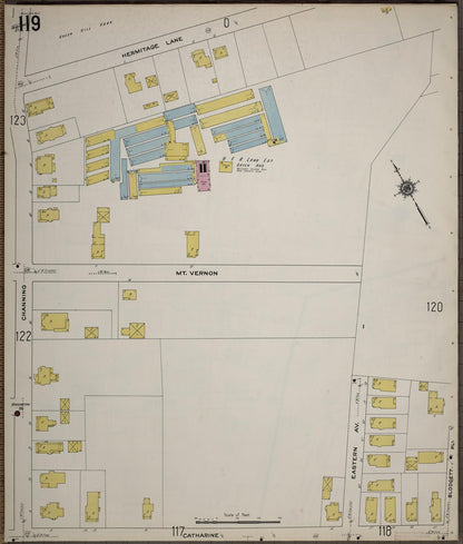 Sanborn Fire Insurance Map from Worcester, Worcester County, Massachusetts (1910), Sheet #0119 - Complete Map Set gallery image, historic Sanborn map, vintage wall art, Massachusetts Massachusetts